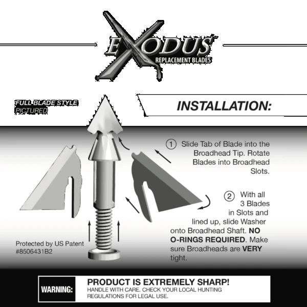 QAD Exodus 125 Grain Broadhead Replacement Blades - Image 2